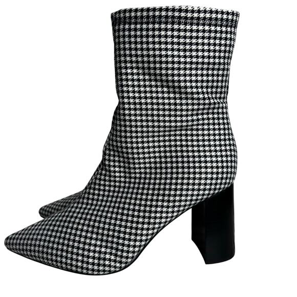 Jeffrey Campbell Coma Houndstooth Pointed Toe Bootie Boots Heel Women's Size 9 - Picture 1 of 10
